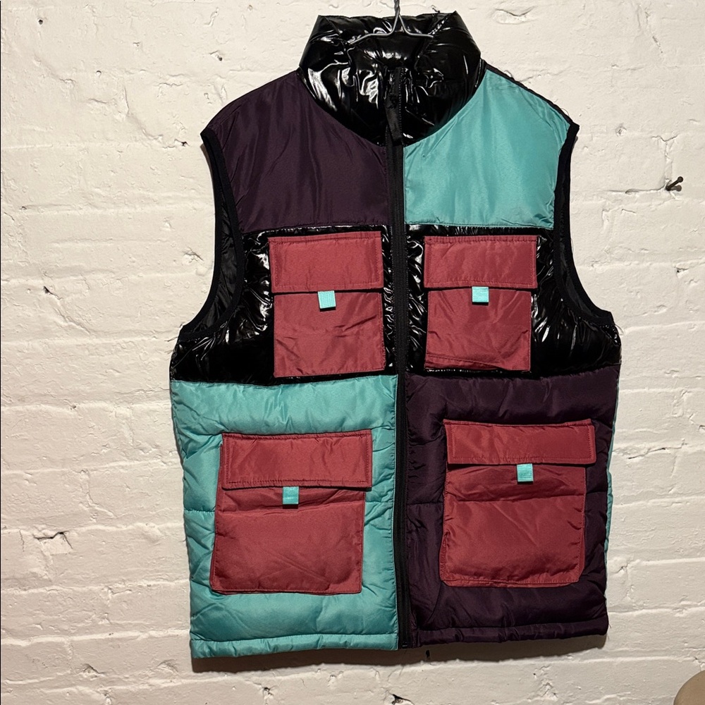 Wesc Multicolor Puffer Vest - Teal, Maroon, Black